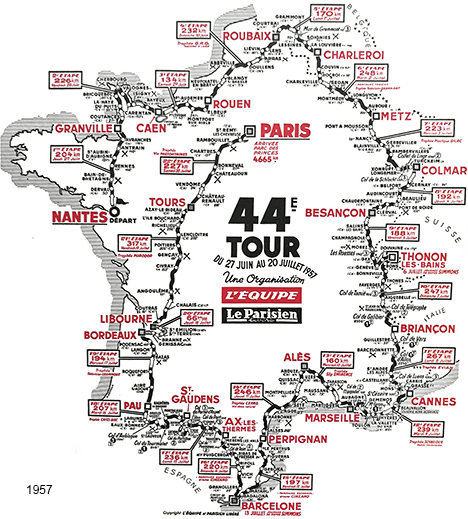 Mapa Tour 1957