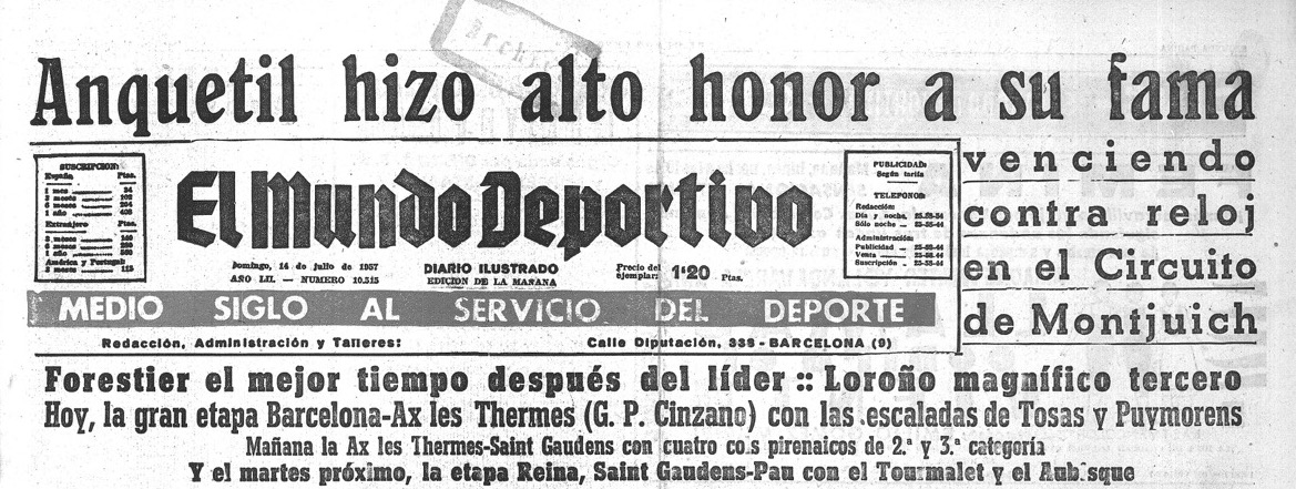 <em>El Mundo Deportivo</em> (14-7-1957), p. 1