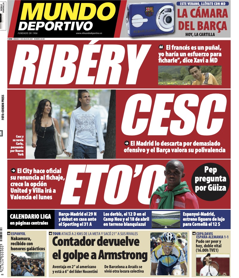 Portada de <em>Mundo Deportivo</em> (11-7-2009)