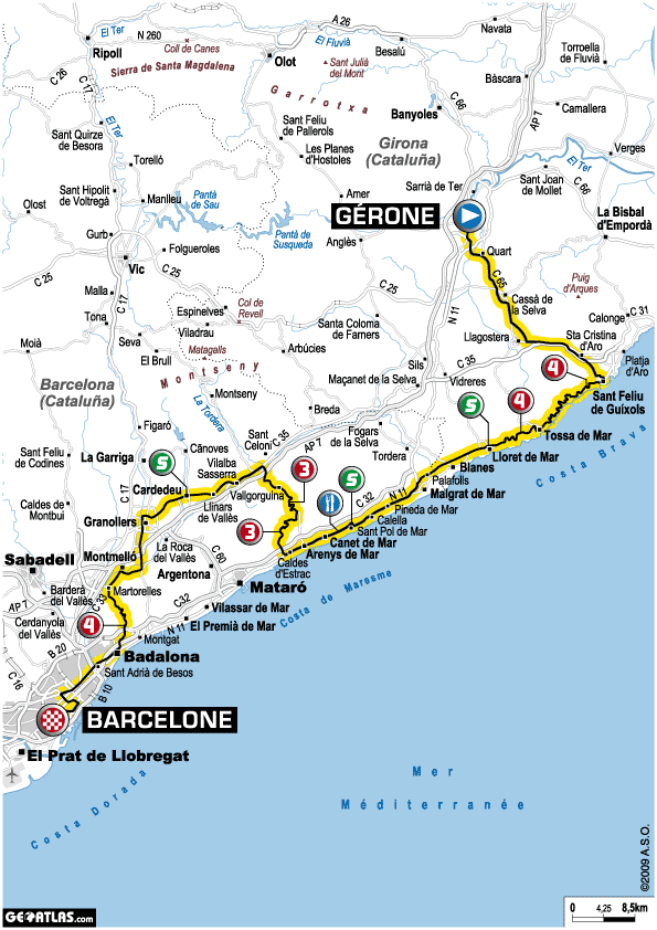 Mapa de la etapa 7 del Tour 2009