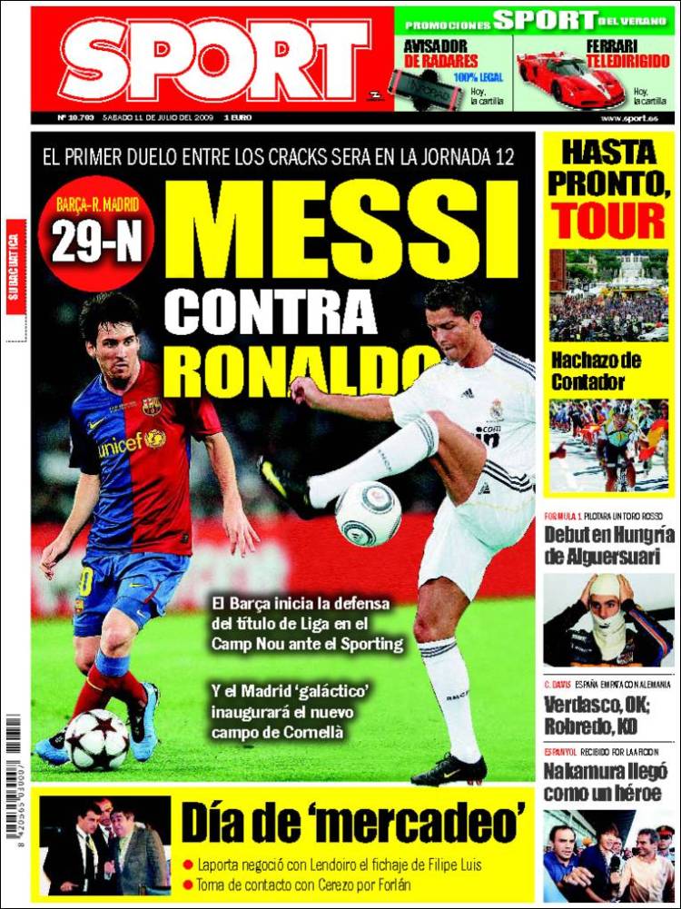 Portada de <em>Mundo Deportivo</em> (11-7-2009)