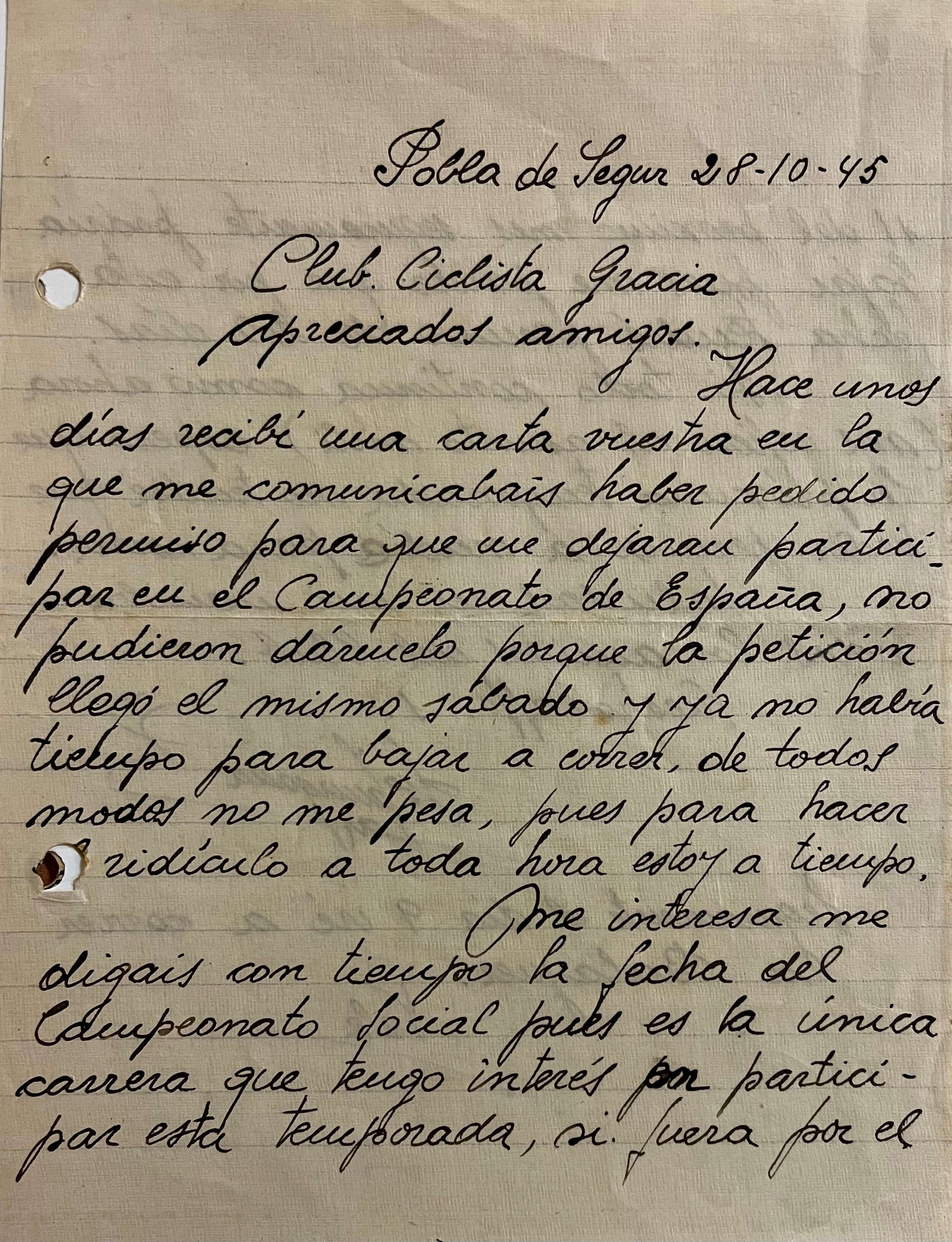 Carta de F. Tarragona al CCG, 28-10-1945